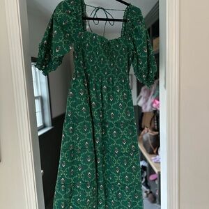 Hill House Home Nesli Nap Dress in Emerald Trellis, XL EUC